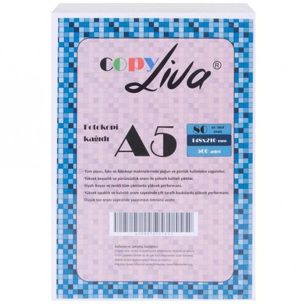 Liva Copy A5 Fotokopi Kağıdı 80G 10 Paket 5000 Syf A4Ün Yarısı - 2