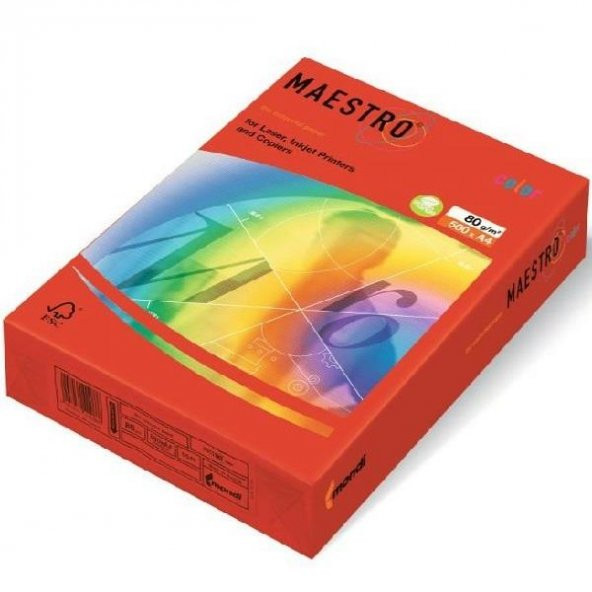 Maestro A4 Renkli Fotokopi Kağıdı Kırmızı CO44 80Gr 1 Koli