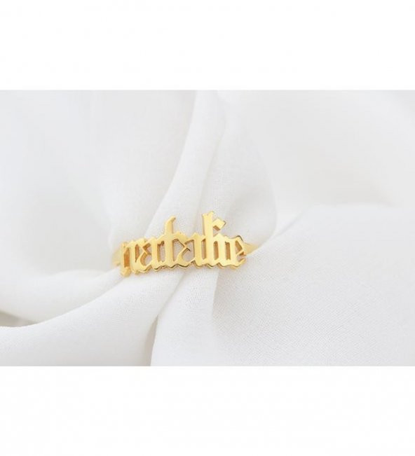 Kişiye Özel İsimli Gotik Gümüş Yüzük