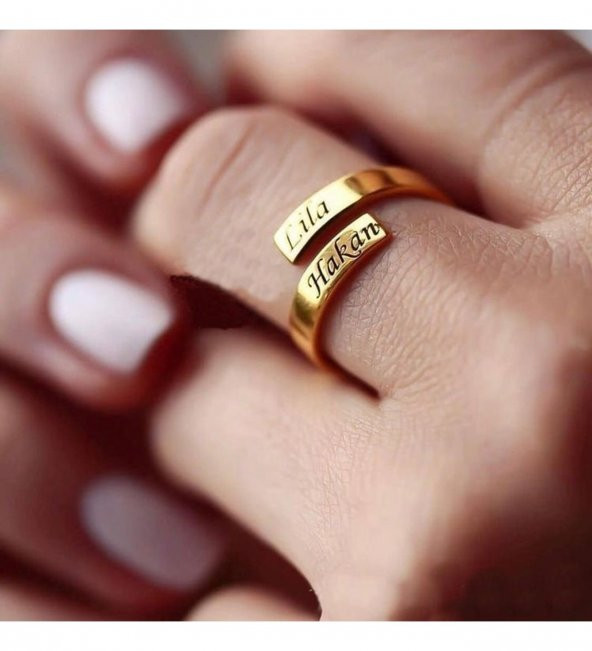 Kişiye Özel İsimli 925 Ayar Gümüş Ayarlanabilir Kadın Yüzük