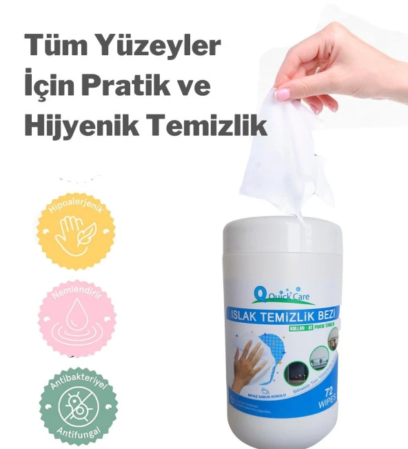 Islak Kova Mendil 72 Adet  - Hijyenik, Beyaz Sabun Kokulu - 2