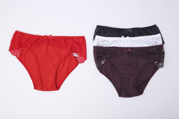 Düz Renk Dantelli Bikini Külot 4Lü Paket ürün görseli