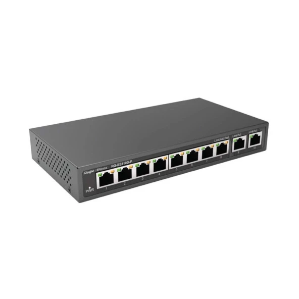 Ruijie Reyee RG-ES110D-P 8 Port Poe 2 Port Gigabit Uplink Metal Kasa Poe Switch 110W ürün görseli 1