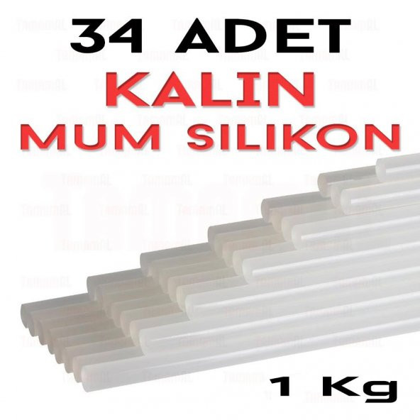 Sıcak Mum Silikon Çubuk Kalın 11.2x300 mm 1 kg 34 Adet - 3