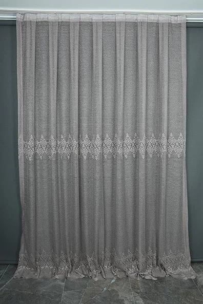 GÖBEKLİ MODEL KUM RENGİ TEK KANAT Hazır dikilmiş Pileli Fon Perde 150*260 cm - Resim 2