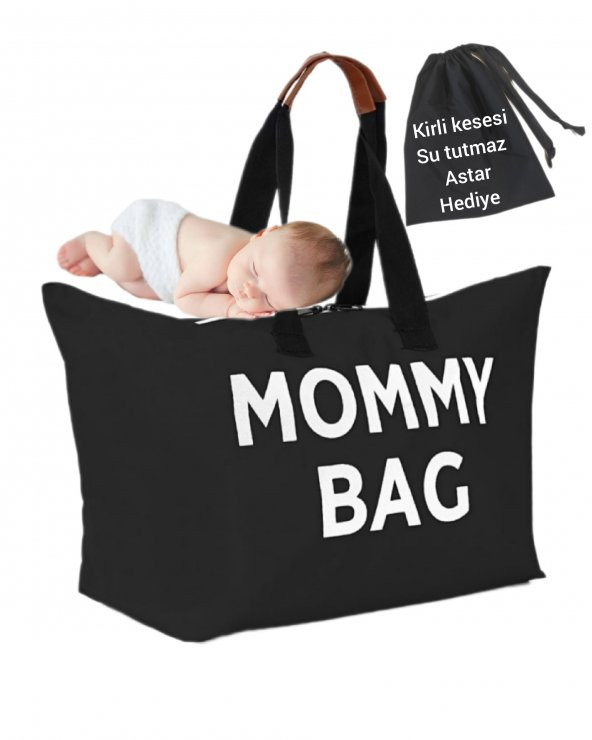 Mommy Bag Siyah Çanta - Anne Bebek Bakım Çantası