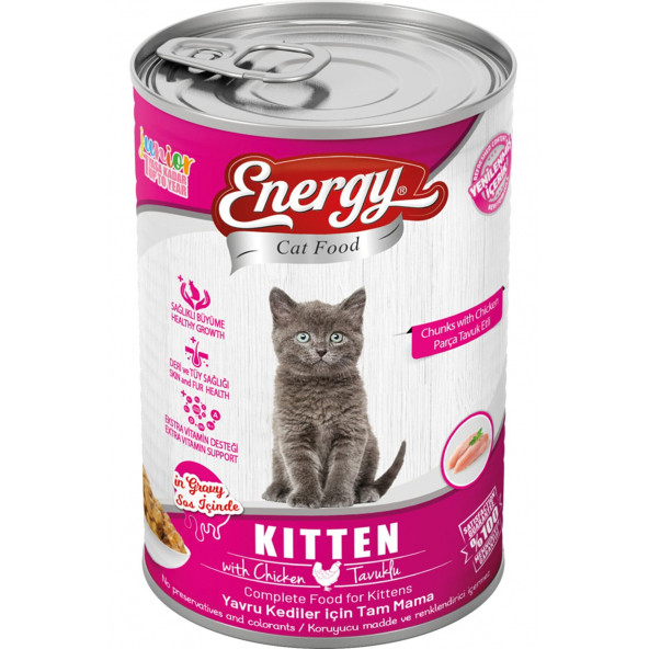 ENERGY TAVUKLU YAVRU ISLAK KEDİ MAMASI KONSERVE 400 GR
