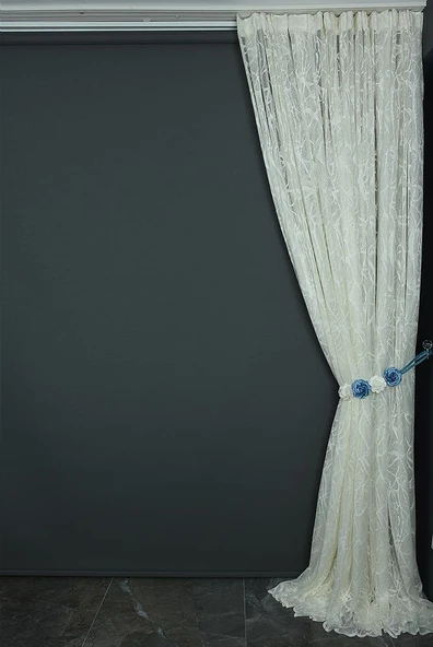 MERMER MODEL KREM RENK TEK KANAT Hazır dikilmiş Pileli Fon Perde 300*260 cm - Resim 6