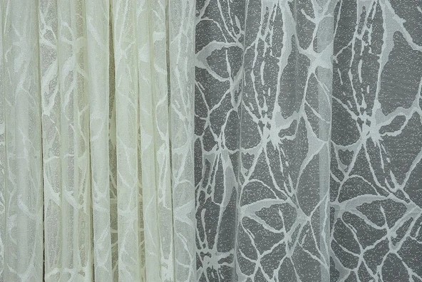 MERMER MODEL KREM RENK TEK KANAT Hazır dikilmiş Pileli Fon Perde 300*260 cm - Resim 2