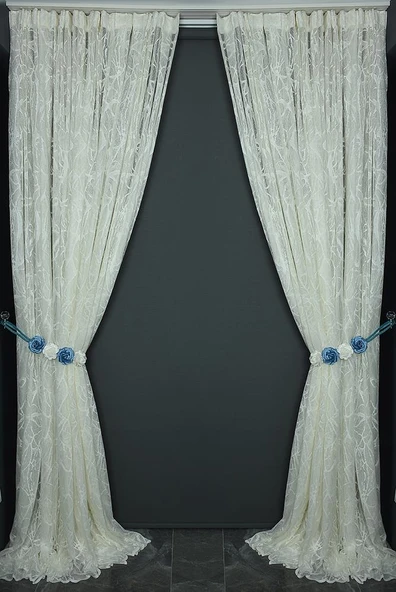 MERMER MODEL KREM RENK TEK KANAT Hazır dikilmiş Pileli Fon Perde 300*260 cm - Resim 7