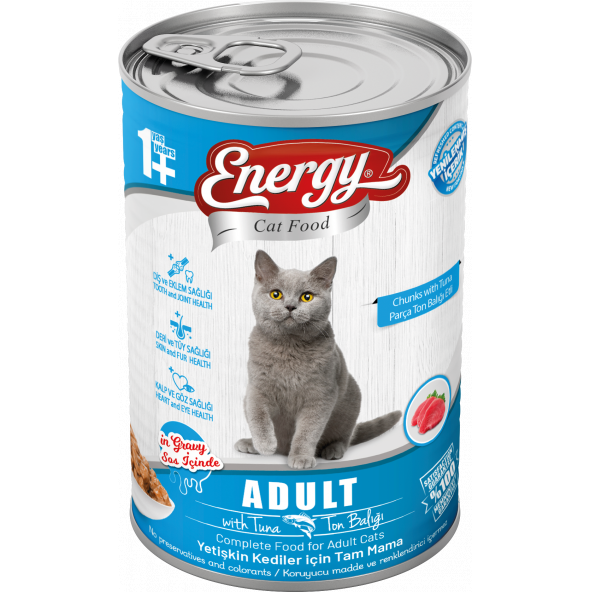 ENERGY TON BALIKLI YETİŞKİN ISLAK KEDİ MAMASI KONSERVE 400 GR