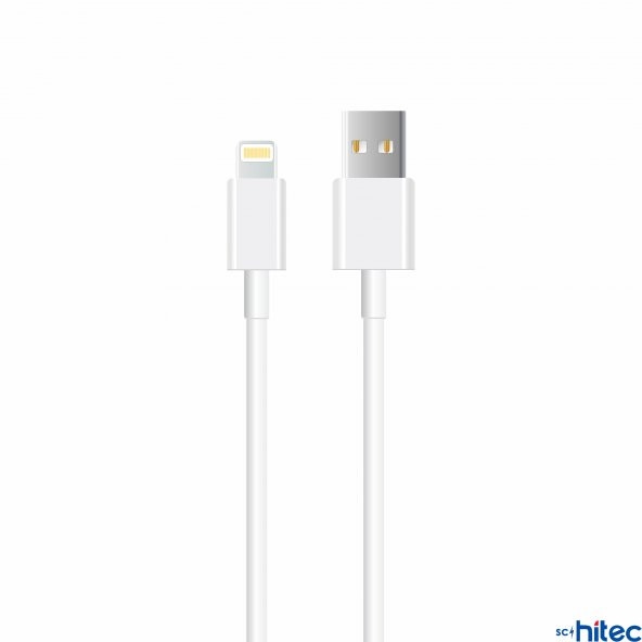 ScHitec İphone XS Max UsbA to İphone Lightning 2Metre Data ve Hızlı Şarj Kablosu Beyaz - Resim 2