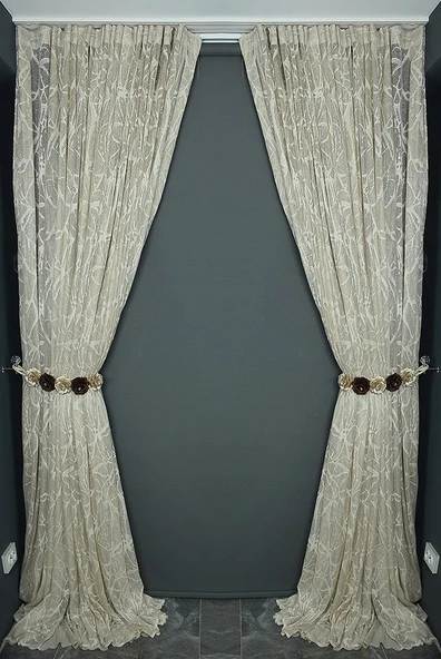 MERMER MODEL VİZON RENK TEK KANAT Hazır dikilmiş Pileli Fon Perde 300*260 cm - Resim 8