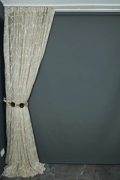 MERMER MODEL VİZON RENK TEK KANAT Hazır dikilmiş Pileli Fon Perde 300*260 cm - Resim 6