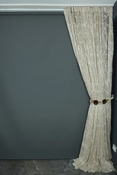 MERMER MODEL VİZON RENK TEK KANAT Hazır dikilmiş Pileli Fon Perde 300*260 cm - Resim 7