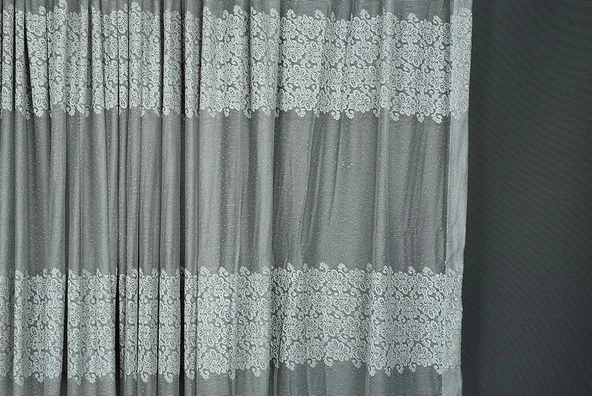 ROZA MODEL GRİ RENK TEK KANAT Hazır dikilmiş Pileli Fon Perde 300*260 cm - Resim 2