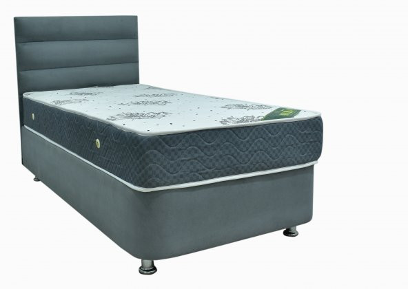 Ayba 100x200 TEK KİŞİLİK LÜX BAZA+FULL ORTOPEDİK YATAK+SOSİS GRİ BAŞLIK