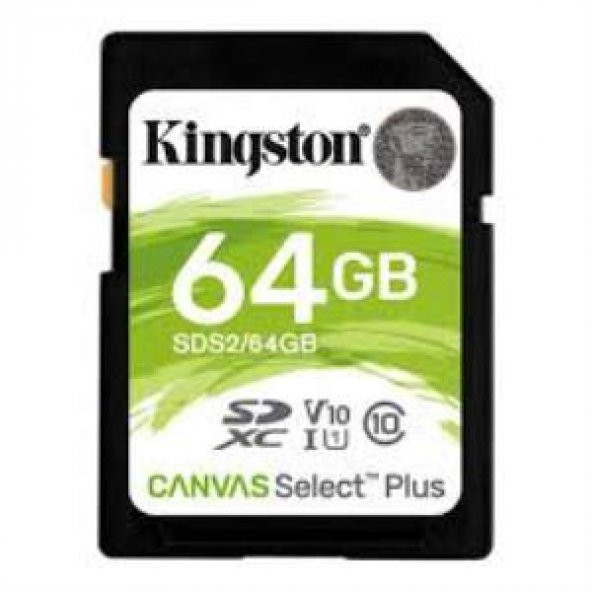 Kingston SDS2-64GB 64GB SDXC Canvas Select Plus 100R C10 UHS-I U1 V10 Hafıza Kartı