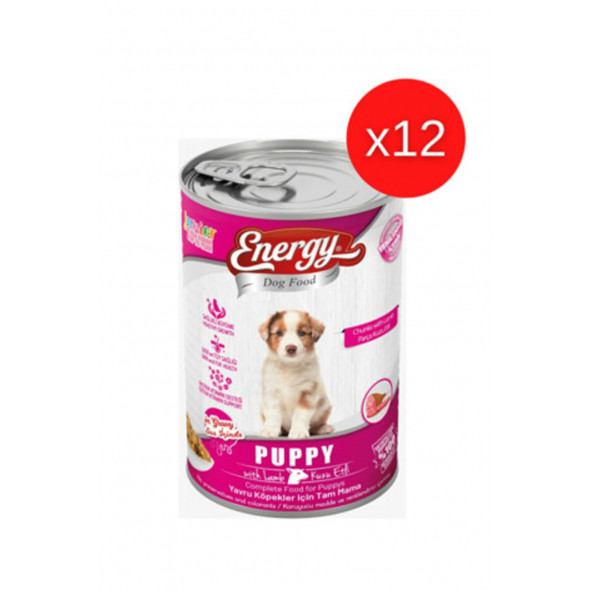 ENERGY KUZU ETLİ YAVRU ISLAK KÖPEK MAMASI KONSERVE 400 GR