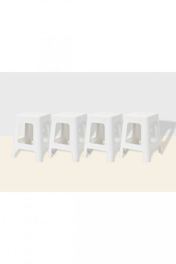 Rattan Çok Amaçlı 4lü Büyük Tabure 45 Cm