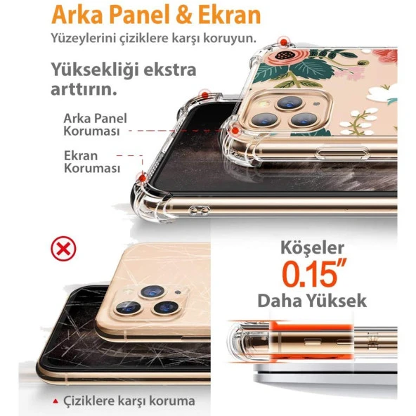 Gviewin iPhone 11 Pro Max Telefon Kılıfı Petite Flowers/Pink - 3