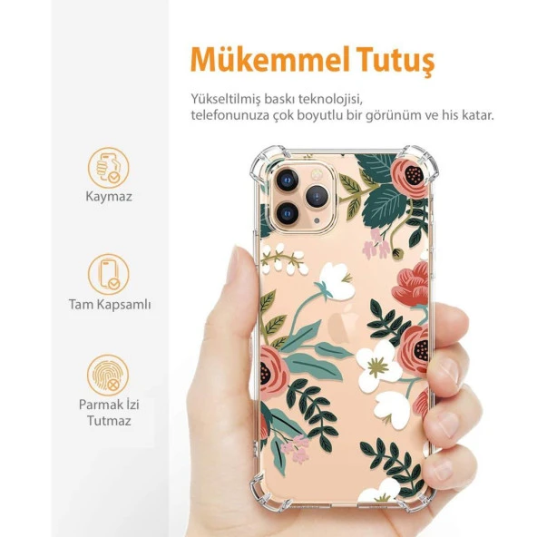 Gviewin iPhone 11 Pro Max Telefon Kılıfı Petite Flowers/Pink - 8