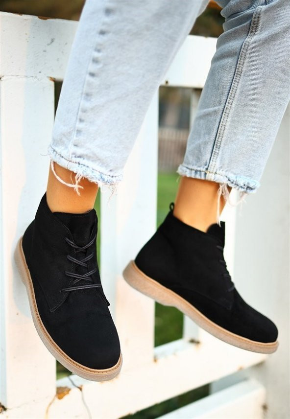 CASSO ORTOPEDİK ŞEFFAF KAYMAZ TABAN BAĞCIKLI HAŞPAPİ KADIN SÜET KISA BOT - 2