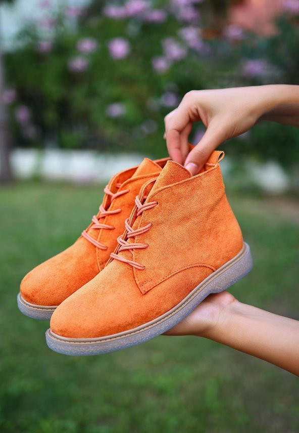 CASSO ORTOPEDİK ŞEFFAF KAYMAZ TABAN BAĞCIKLI HAŞPAPİ KADIN SÜET KISA BOT - 4