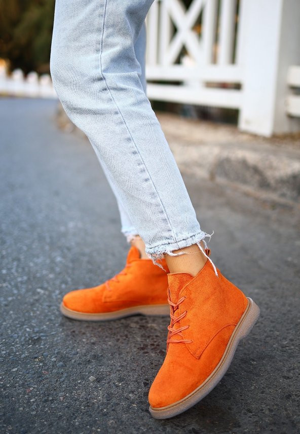 CASSO ORTOPEDİK ŞEFFAF KAYMAZ TABAN BAĞCIKLI HAŞPAPİ KADIN SÜET KISA BOT - 5