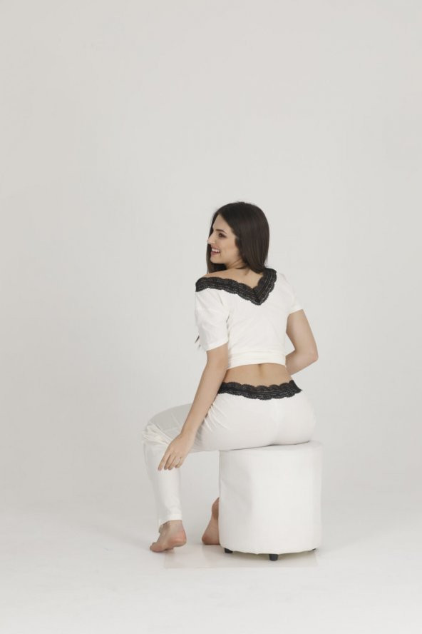 Arka Alt Üst Dantelli Pijama Takım - 2
