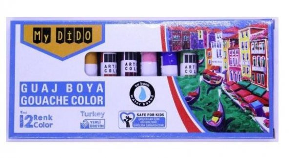 Guaj Boya 12 Renk x 9 Ml Su Bazlı Tüp 1 Paket Mydido Guaj Boya 12 li - 2