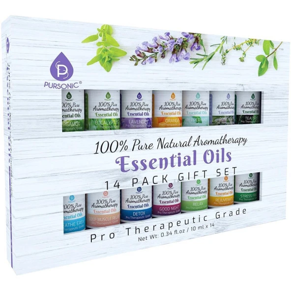 Pursonic 100 Pure Natural Essential Oils 14x10ML