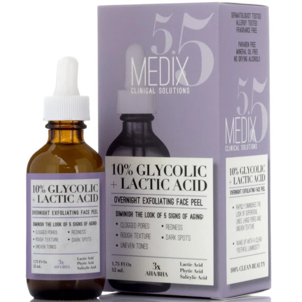 Medix 5.5 10 Glycolic + Lactic Acid Peeling Yüz Serumu 52ML