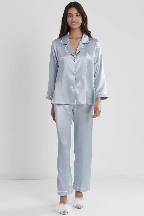 Saten Biyeli Pijama Takımı - 2