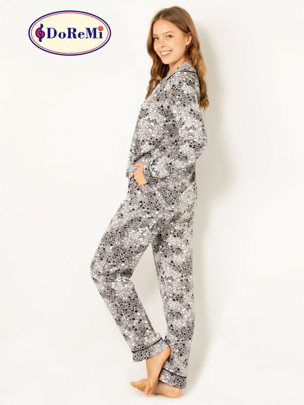 Doğal Viskon Soft Yumuşak Düğmeli Pijama Takımı - Resim 3