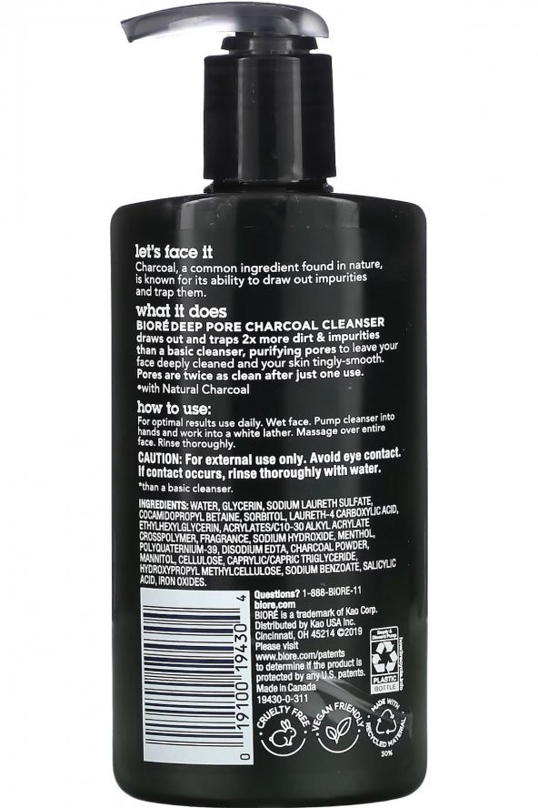 Biore Charcoal Yağlı Ciltler İçin Derin Gözenek Temizleyici 200ML - 2