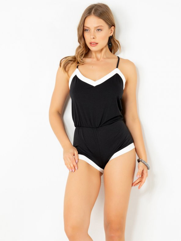 Pamuklu Şortlu Tulum Pijama - Resim 2