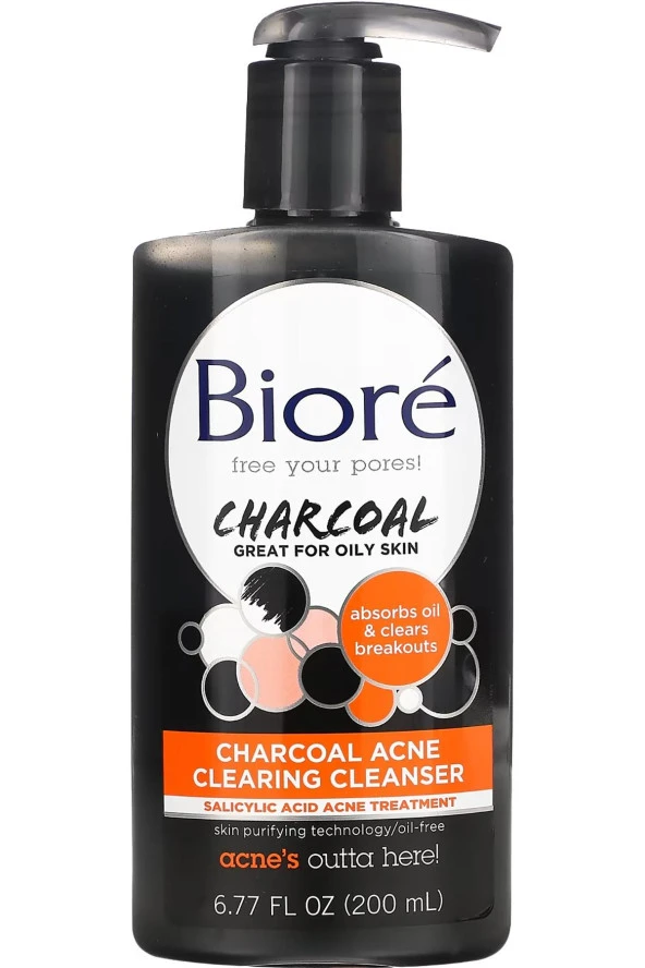 Biore Charcoal Akne Karşıtı Yağsız Yüz Temizleme Jeli 200ML