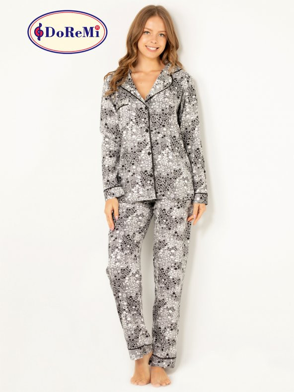 Doğal Viskon Soft Yumuşak Düğmeli Pijama Takımı - 6