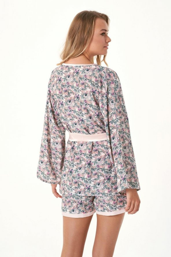 Karışık Çiçek Baskılı 2li Pijama Takımı