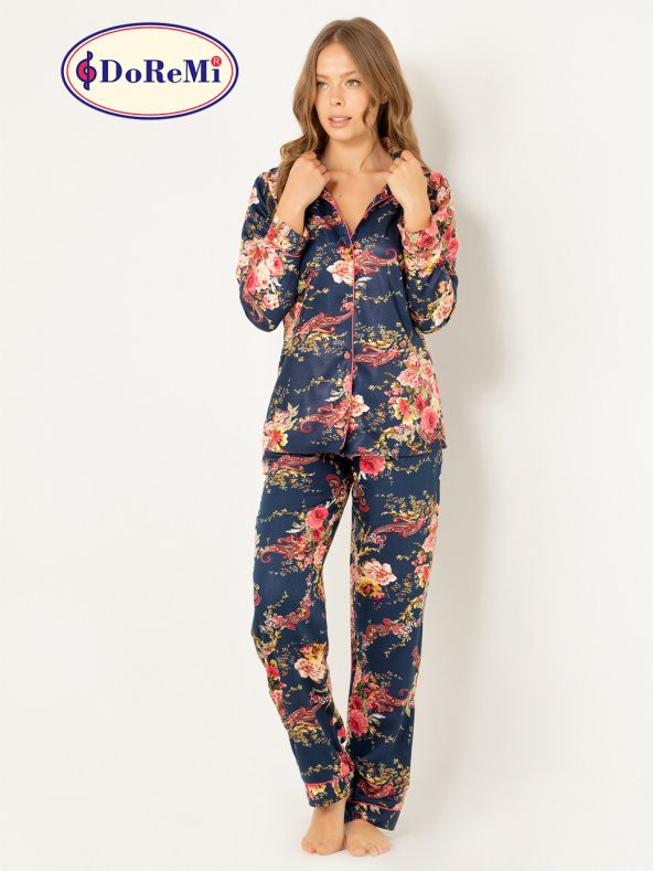 Doğal Viskon Soft Yumuşak Düğmeli Pijama Takımı - 6