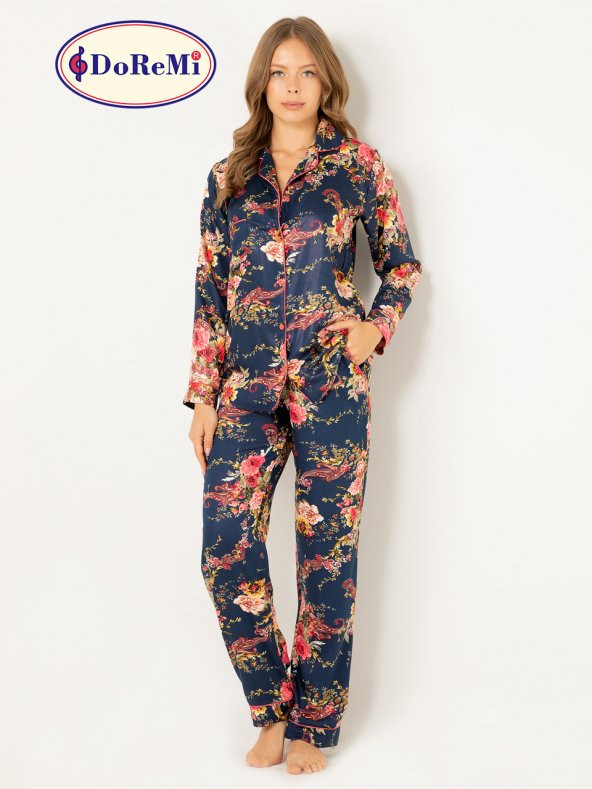 Doğal Viskon Soft Yumuşak Düğmeli Pijama Takımı - 8