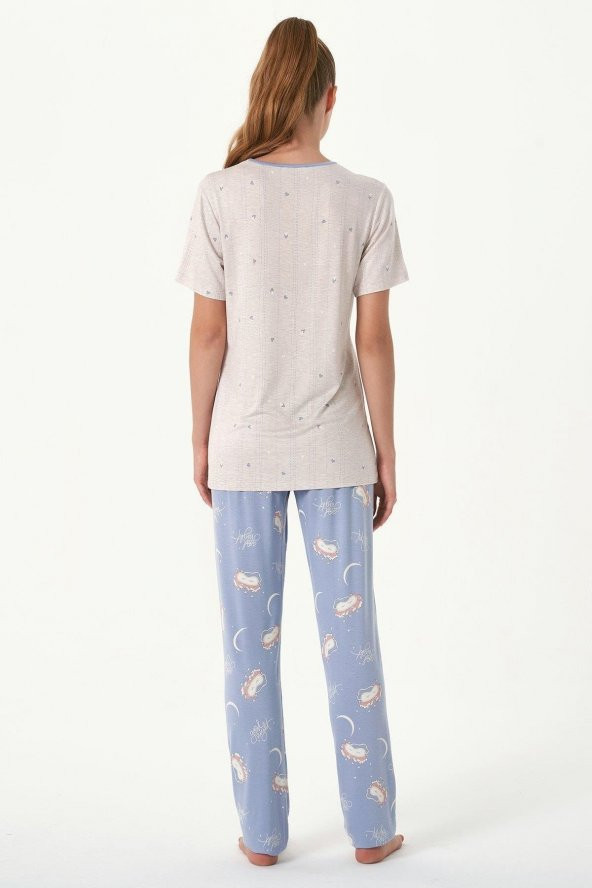 Uyku Gözlük Baskılı 2pijama Takımı
