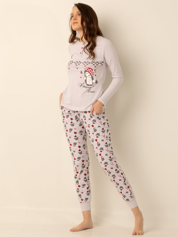 Pamuklu Bayan Pijama Takımı - 5