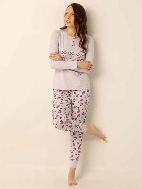 Pamuklu Bayan Pijama Takımı - 7