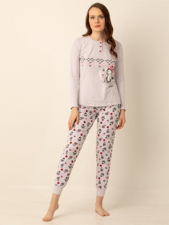Pamuklu Bayan Pijama Takımı - 8