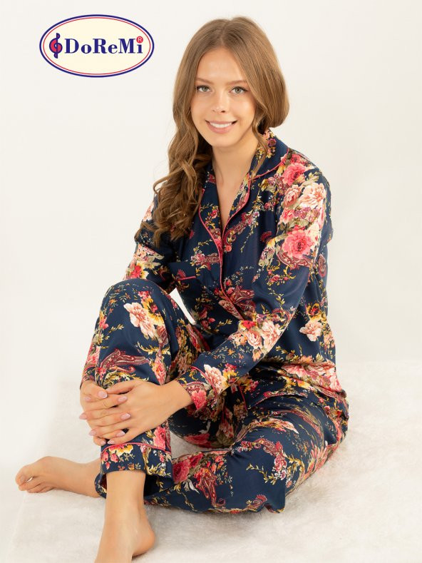 Doğal Viskon Soft Yumuşak Düğmeli Pijama Takımı - Resim 3