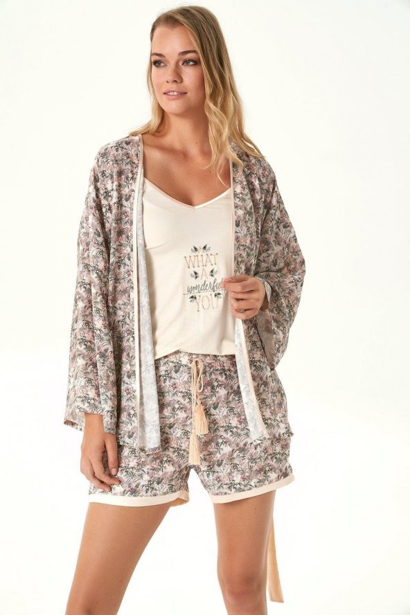 Şortlu 3lü Pijama Takımı - Resim 2