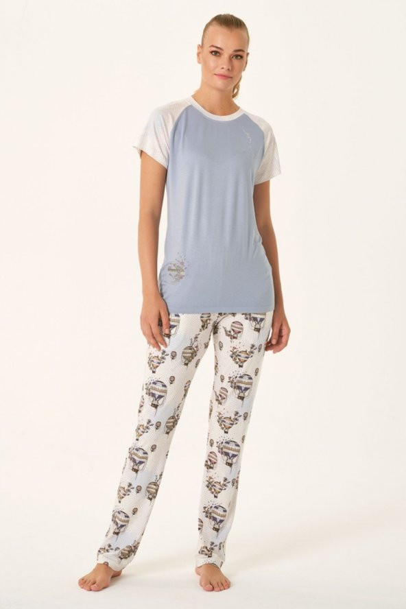 Balon Baskılı Pijama Takım - Resim 2