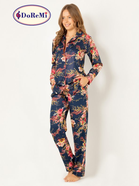 Doğal Viskon Soft Yumuşak Düğmeli Pijama Takımı - 7